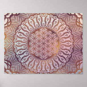 Blume des Lebens im Mandalaleichten PastellGlitter Poster