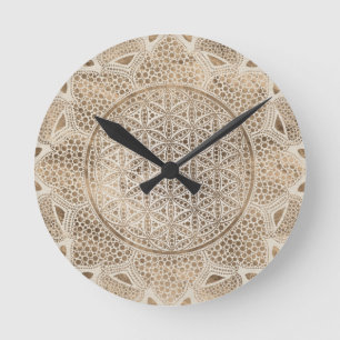 Blume des Lebens in Lotus Dot Runde Wanduhr