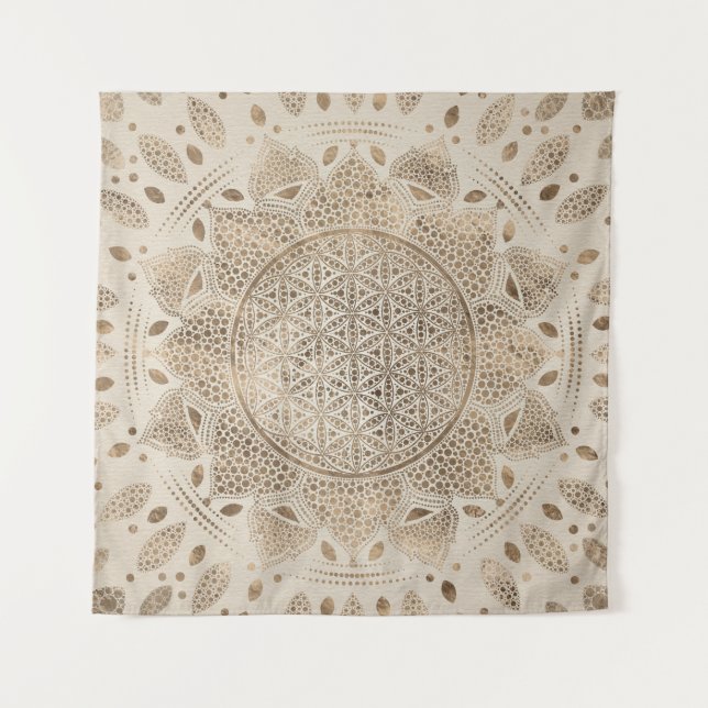 Blume des Lebens in Lotus Dot Wandteppich (Vorderseite)