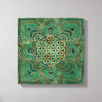 Blume des Lebens in Lotus - Malachit und Gold