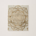 Blume des Lebens in Lotus - Pastellgolden und Lein<br><div class="desc">Blume des Lebens in Lotus - Pastellgolden und Leinwand</div>