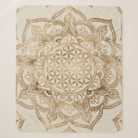 Blume des Lebens in Lotus - Pastellgolden und Lein