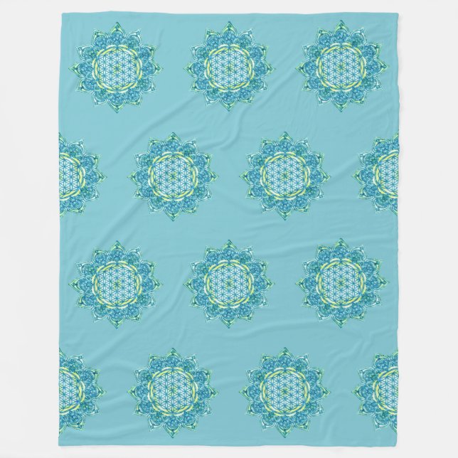 Blume des Lebens - Indien - Mandala 4 Fleecedecke (Vorderseite)