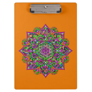Blume des Lebens - Indische Mandala 1 Klemmbrett