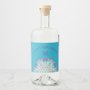 Blume des Lebens - Indische Mandala 2 Alkoholflaschenetikett