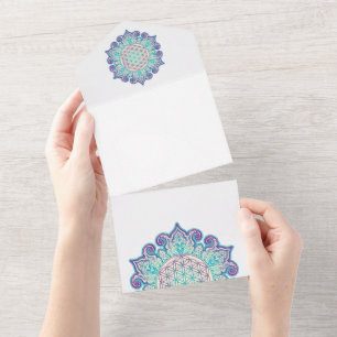 Blume des Lebens - Indische Mandala 2 All In One Einladung