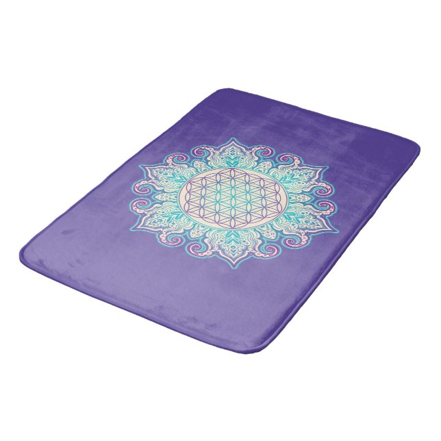 Blume des Lebens - Indische Mandala 2 Badematte (Schrägansicht)