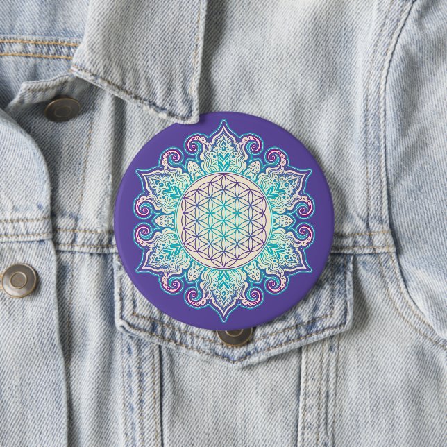 Blume des Lebens - Indische Mandala 2 Button (Beispiel)
