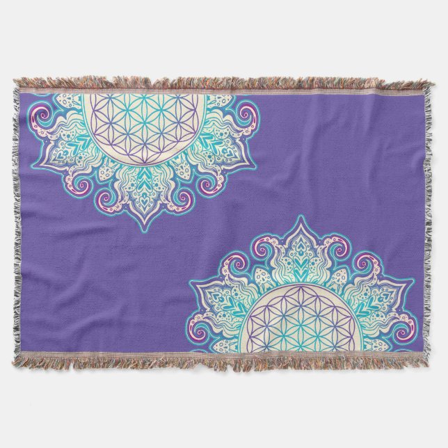 Blume des Lebens - Indische Mandala 2 Decke (Vorderseite)