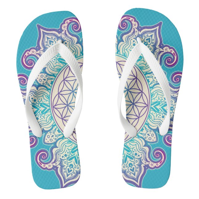 Blume des Lebens - Indische Mandala 2 Flip Flops (Fußbett)