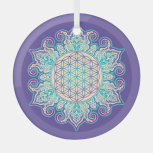 Blume des Lebens - Indische Mandala 2 Ornament Aus Glas