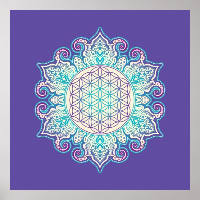 Blume des Lebens - Indische Mandala 2 Poster (Vorne)
