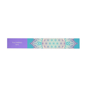 Blume des Lebens - Indische Mandala 2 Rundum-Adressaufkleber