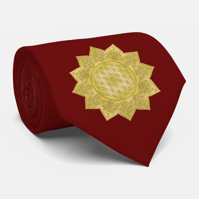 Blume des Lebens - Indische Mandala 4 Krawatte (Gerollt)