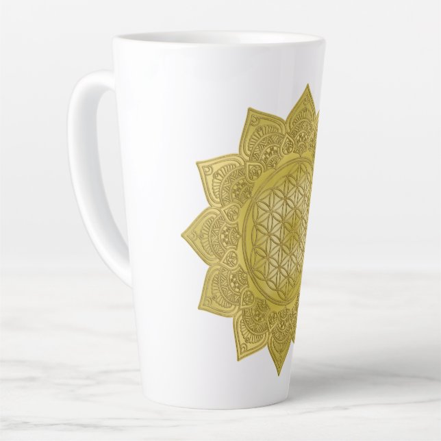 Blume des Lebens - Indische Mandala 4 Milchtasse (Linke Ecke)