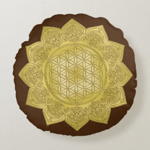 Blume des Lebens - Indische Mandala 4 Rundes Kissen