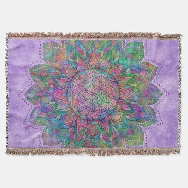 Blume des Lebens - Indischer Mandala 7c Decke (Vorderseite)