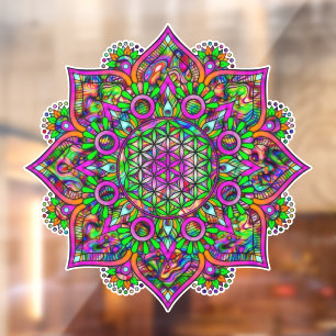 Blume des Lebens - Indisches Mandala 1 Fensteraufkleber
