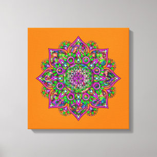 Blume des Lebens - Indisches Mandala 1 Leinwanddruck