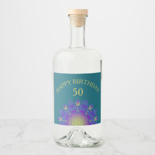 Blume des Lebens - Indisches Mandala 3 Alkoholflaschenetikett