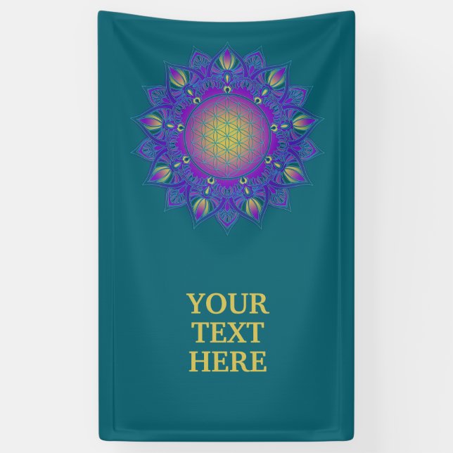 Blume des Lebens - Indisches Mandala 3 Banner (Vertikal)