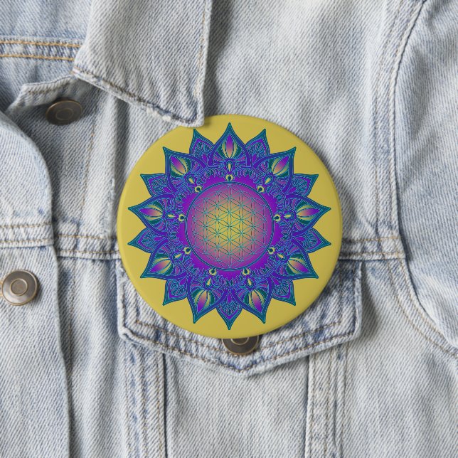 Blume des Lebens - Indisches Mandala 3 Button (Beispiel)