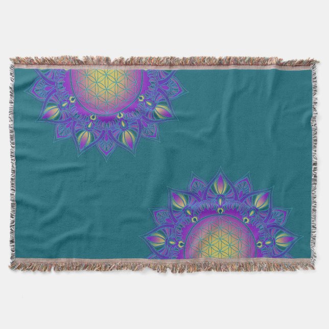 Blume des Lebens - Indisches Mandala 3 Decke (Vorderseite)