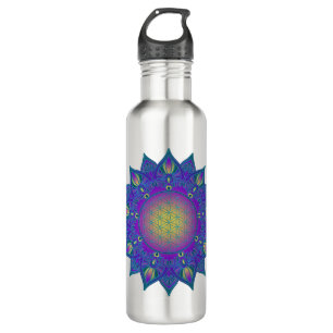 Blume des Lebens - Indisches Mandala 3 Edelstahlflasche