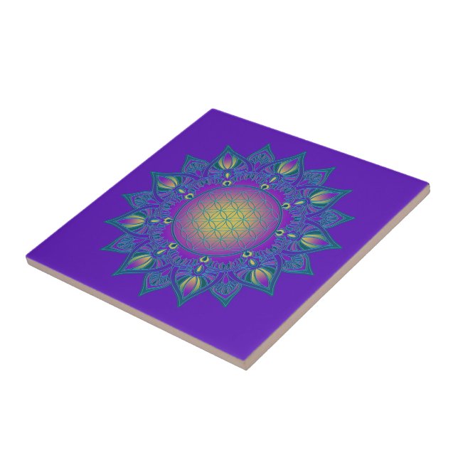 Blume des Lebens - Indisches Mandala 3 Fliese (Seite)
