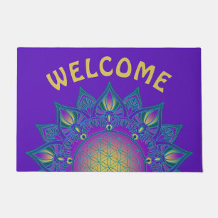 Blume des Lebens - Indisches Mandala 3 Fußmatte