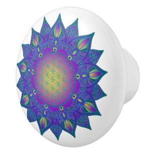 Blume des Lebens - Indisches Mandala 3 Keramikknauf