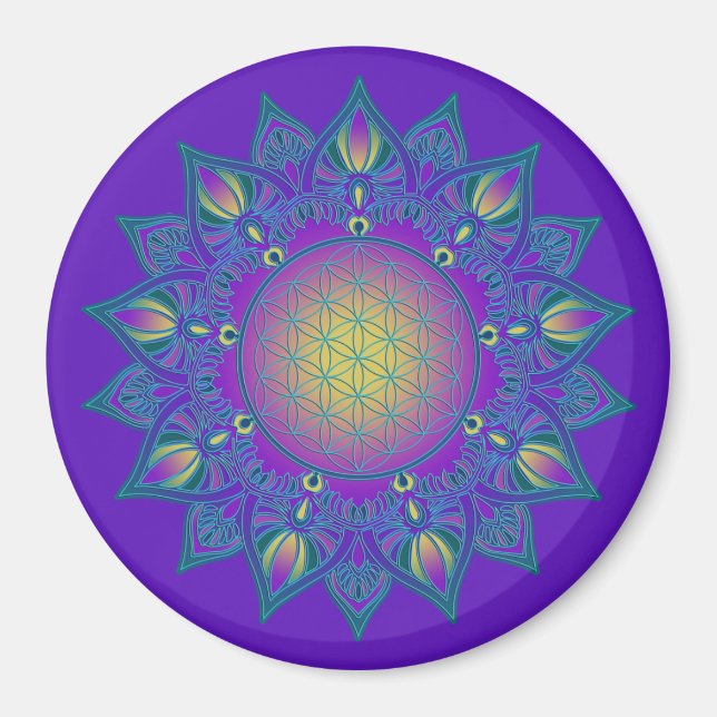 Blume des Lebens - Indisches Mandala 3 Magnet (Vorne)