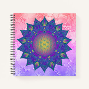 Blume des Lebens - Indisches Mandala 3 Notizbuch