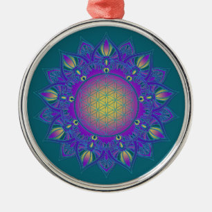 Blume des Lebens - Indisches Mandala 3 Ornament Aus Metall