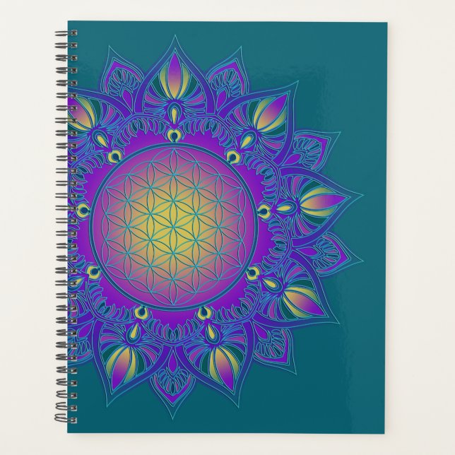 Blume des Lebens - Indisches Mandala 3 Planer (Vorderseite)
