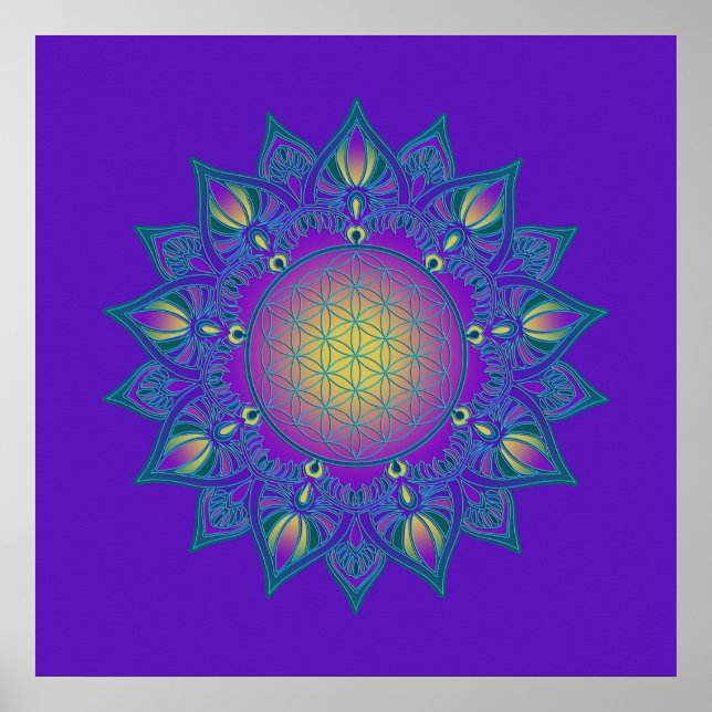 Blume des Lebens - Indisches Mandala 3 Poster (Vorne)
