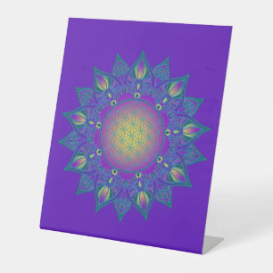 Blume des Lebens - Indisches Mandala 3 Sockelschild