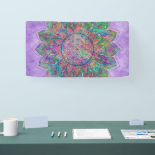 Blume des Lebens - Indisches Mandala 7c Banner