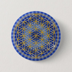Blume des Lebens klein blau radial BG Button