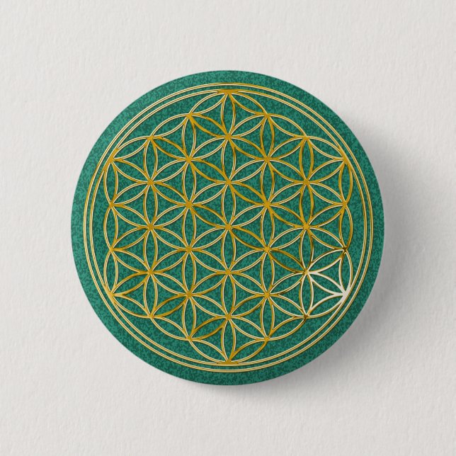 Blume des Lebens | klein green splatter BG Button (Vorderseite)