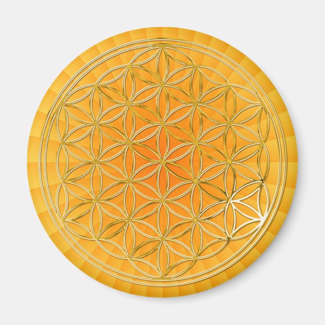 Blume des Lebens | klein yellow shine Magnet (Vorne)