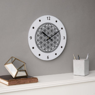 BLUME DES LEBENS - Kontur des Geometriezeichens "S Große Wanduhr
