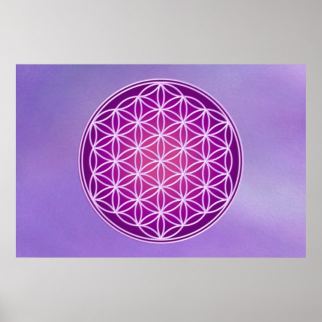 Blume des Lebens - Kronchakra Poster (Vorne)