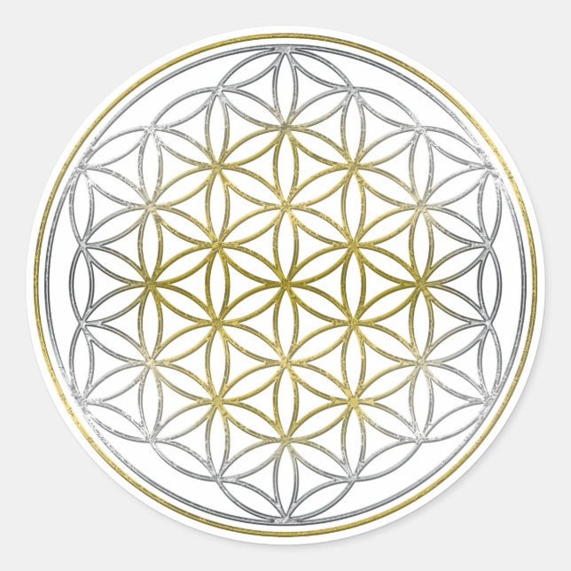 BLUME DES LEBENS / Lebensgefühl - BiColor Runder Aufkleber (Vorderseite)