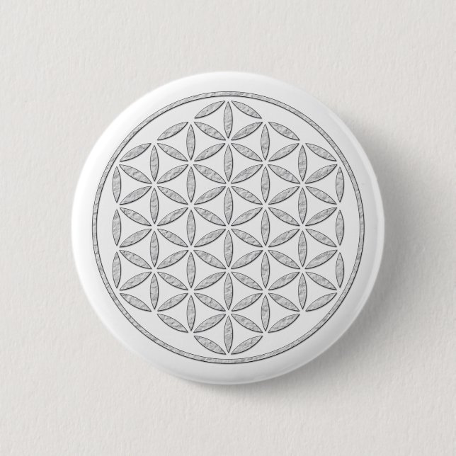 Blume des Lebens / Lebensgefühl - Briefmarke weiß Button (Vorderseite)