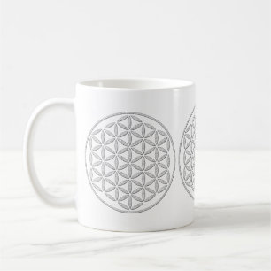 Blume des Lebens / Lebensgefühl - Briefmarke weiß Kaffeetasse