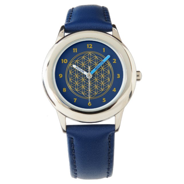 Blume des Lebens / Lebensgefühl - brillantes Gold Armbanduhr (Vorderseite)