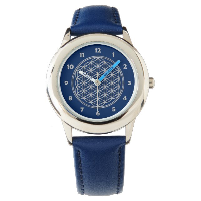 Blume des Lebens / Lebensgefühl - glänzender Krist Armbanduhr (Vorderseite)