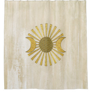 Blume des Lebens / Lebensgefühl - GOLDENER MOND Duschvorhang