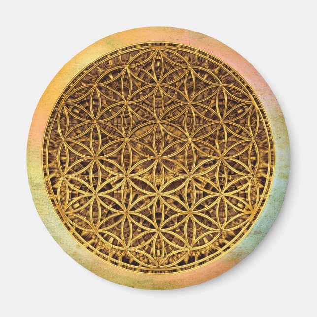 Blume des Lebens / Lebensgefühl - Goldmedaille Magnet (Vorne)